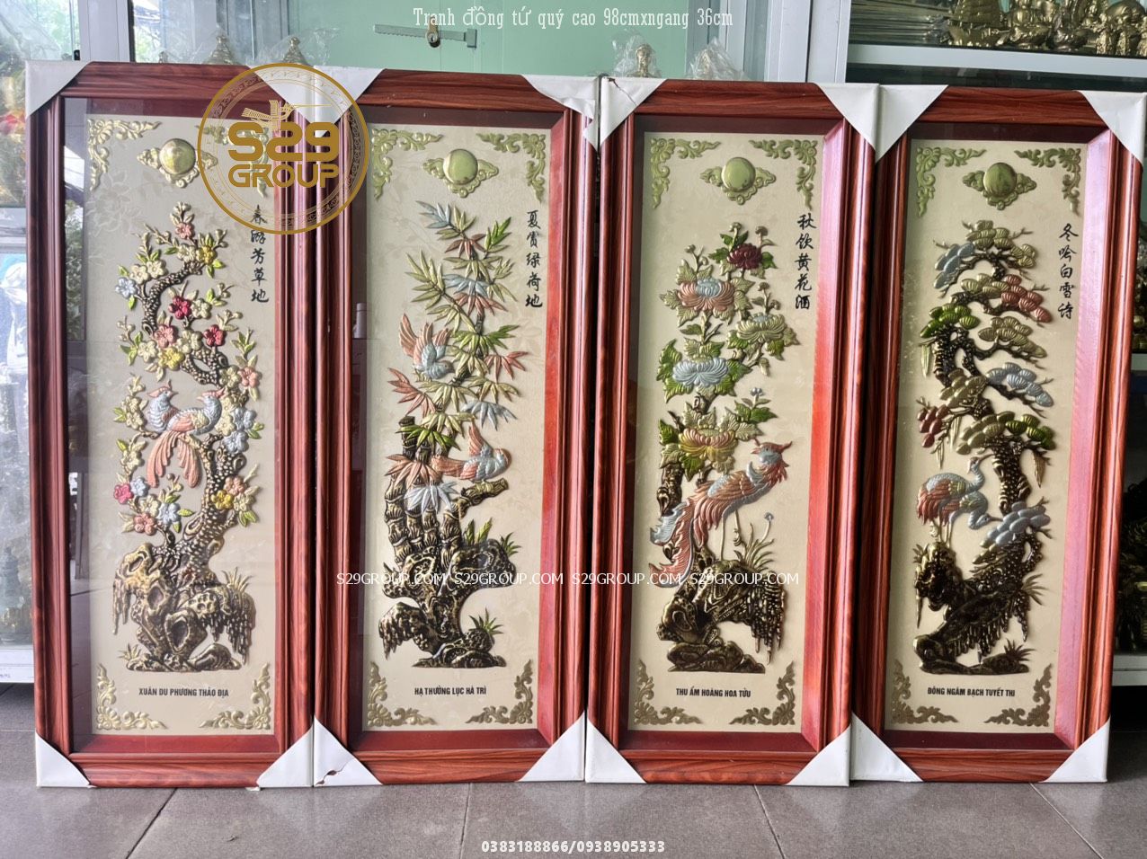 Tranh đồng tứ quý tùng trúc cúc mai,tranh trang trí tường,sản phẩm đường nét tinh xảo,bắt mắt,tính thẩm mỹ rất cao .
