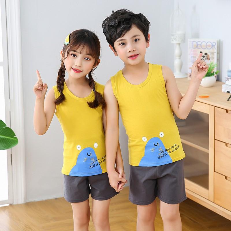 Đồ bộ sát nách cho bé trai và bé gái phối hoạt hình