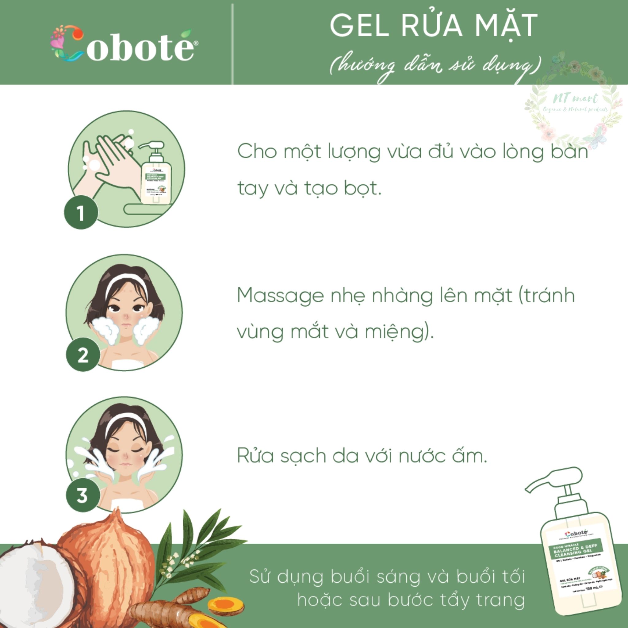 COBOTÉ - Gel Rửa mặt cho da dầu mụn nhạy cảm - Coco Miracle Balanced and Deep Cleansing Gel