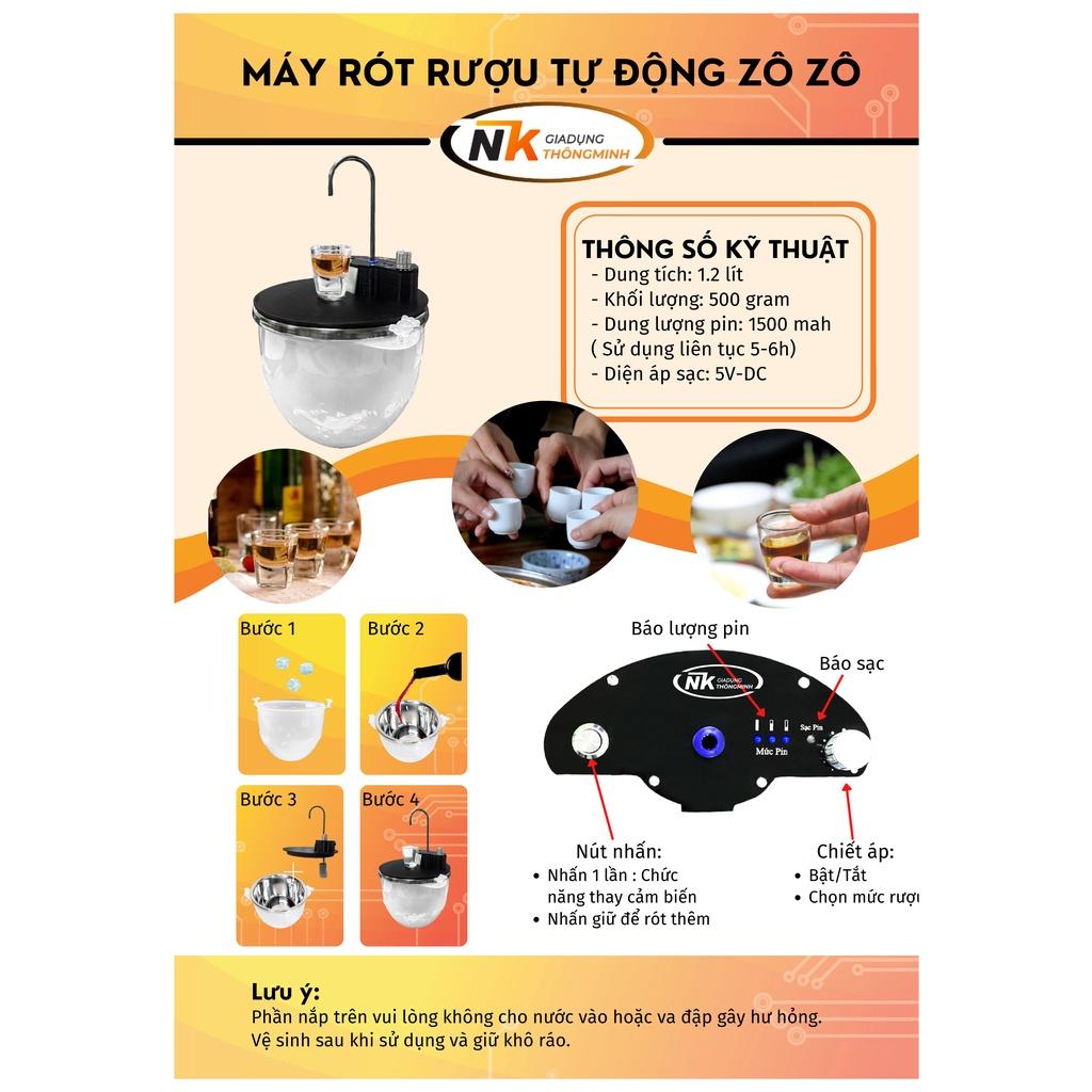 Máy Rót Rượu Cảm Ứng Tự Động Thông Minh - Bình Rót Rượi Zo Zo Cao Cấp, Bát Rót Rượu Tự Động