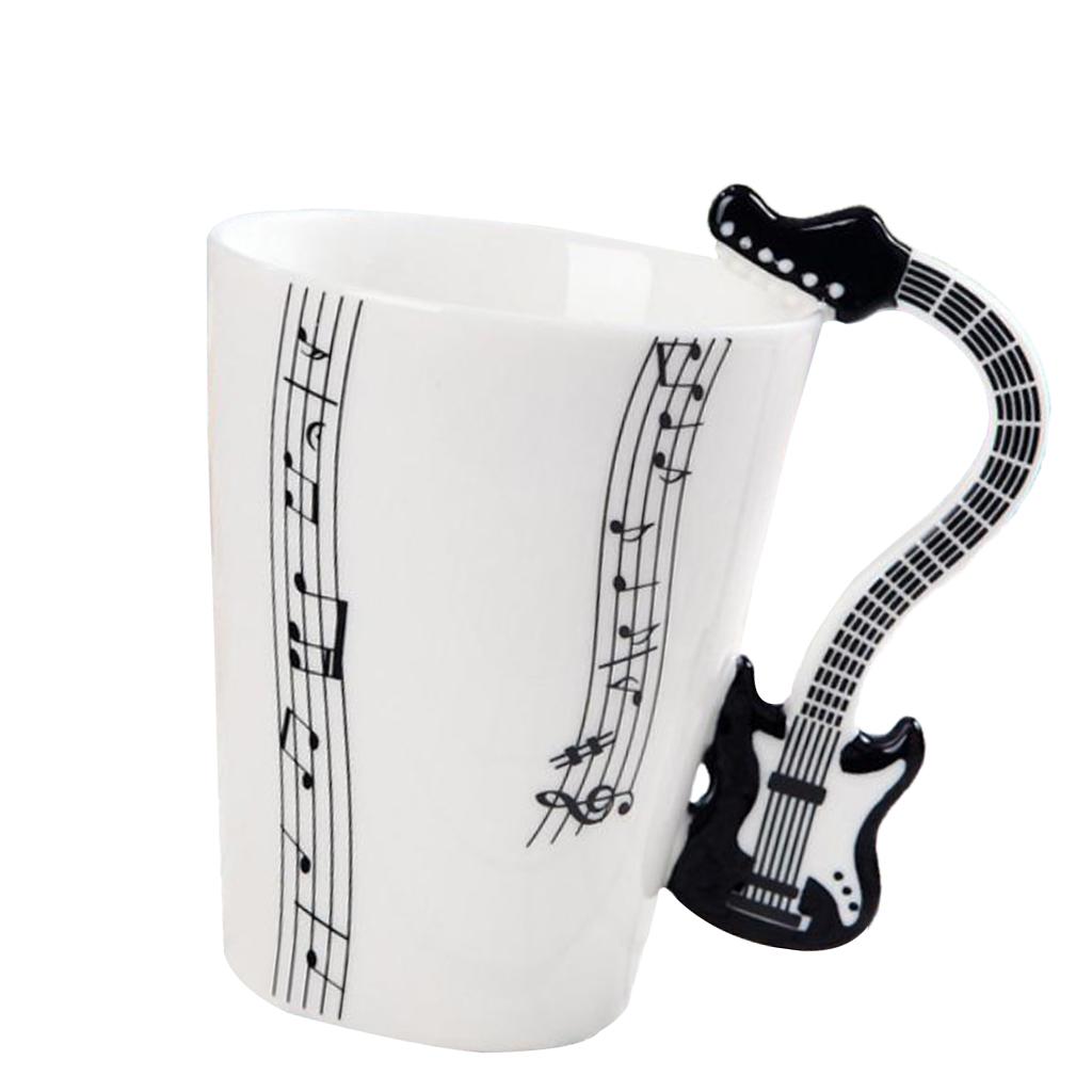 Musical Guitar Mug Drink Tea Milk Coffee Mug Ceramic Cup Black Freedom