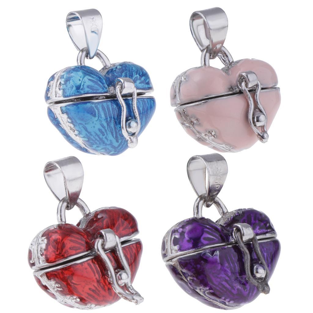4pcs Mixed Color Love Heart Urn Pendant Memorial Openable Clasp Locket Box