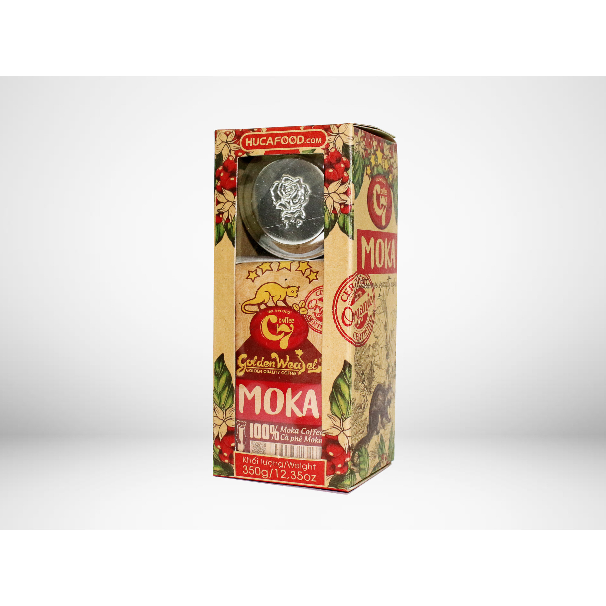 Cà Phê Bột Moka Nguyên Chất 100% Con Chồn Vàng Hộp 350Gr - Huca Food