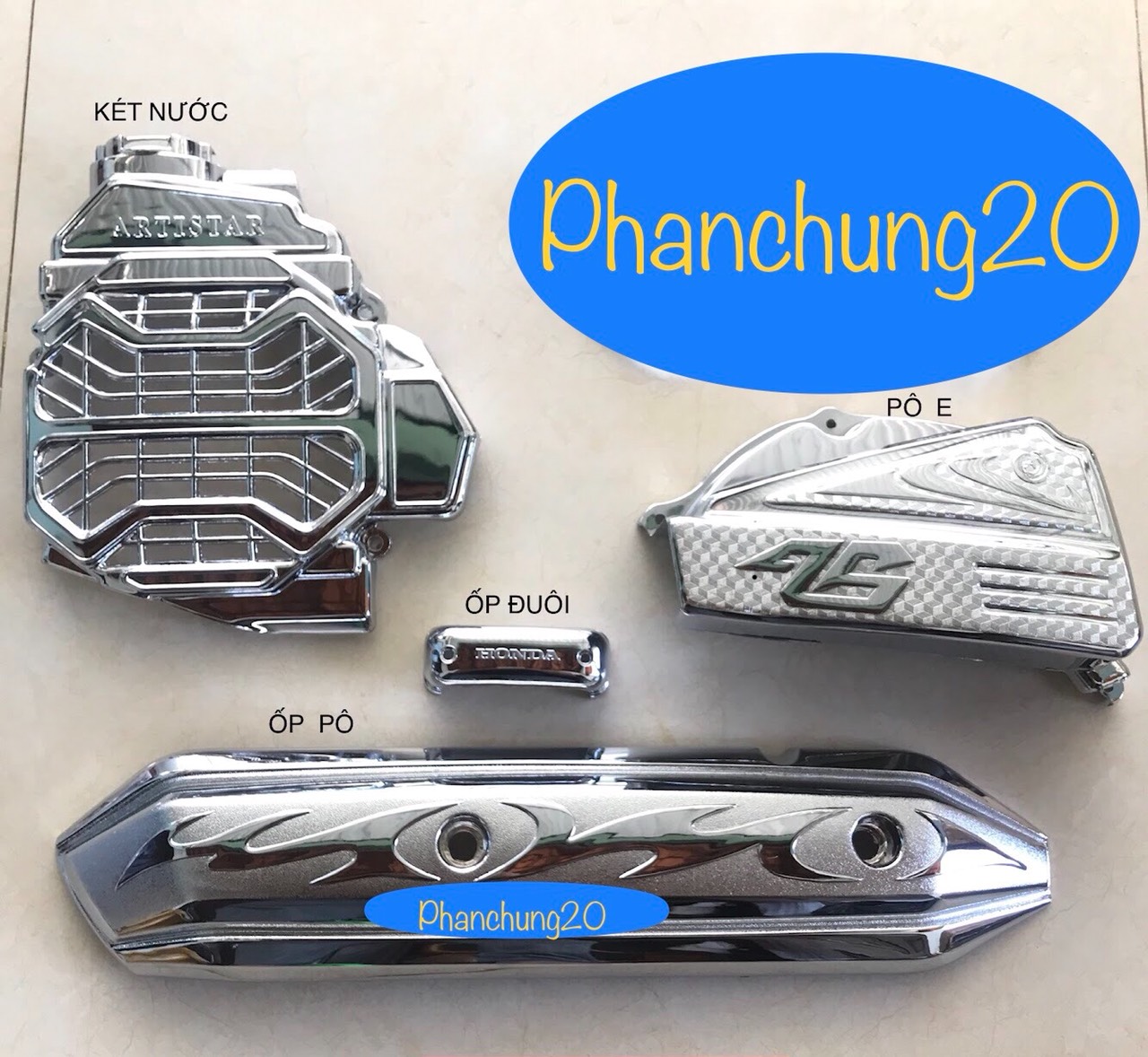 COMBO ỐP PHỤ KIỆN TRANG TRÍ DÙNG CHO XE AB Air Blade 2011 2012 CROM ( 4 MÓN )