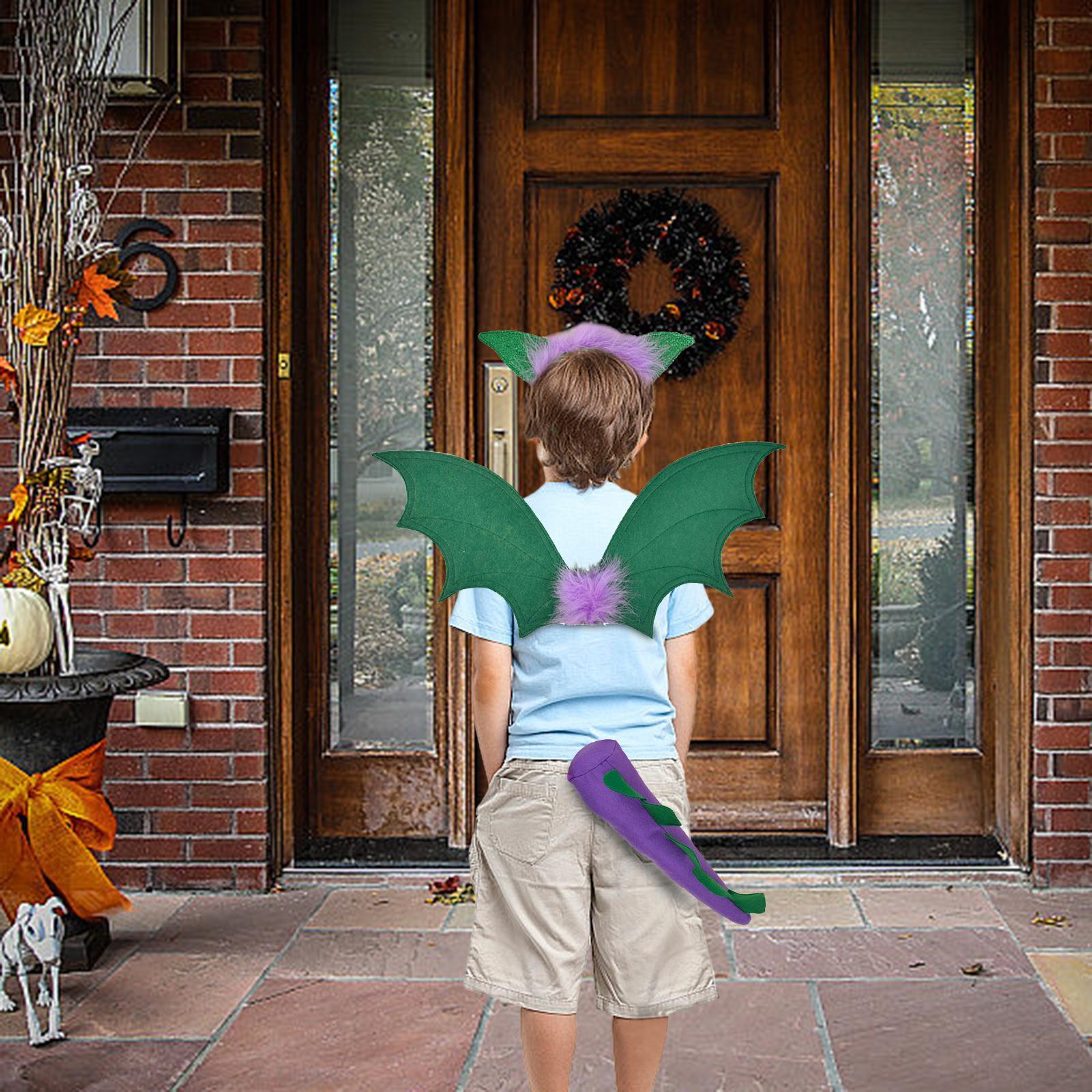 3Pcs Kids Dragon Costume Child Dinosaur Wing Tail Set for Role Play Birthday