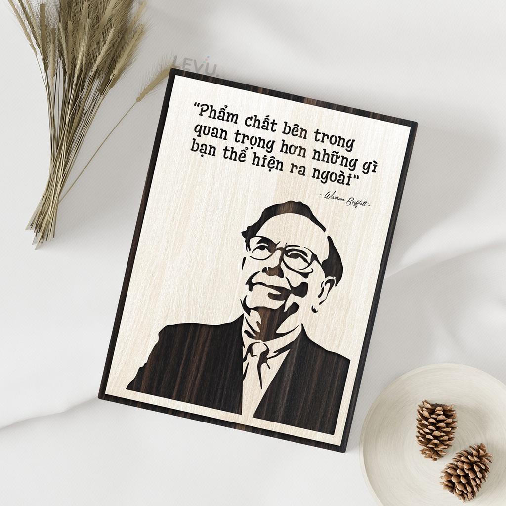 Tranh Quotes lời khuyên của Warren Buffett bằng gỗ khắc chữ LEVU NT10