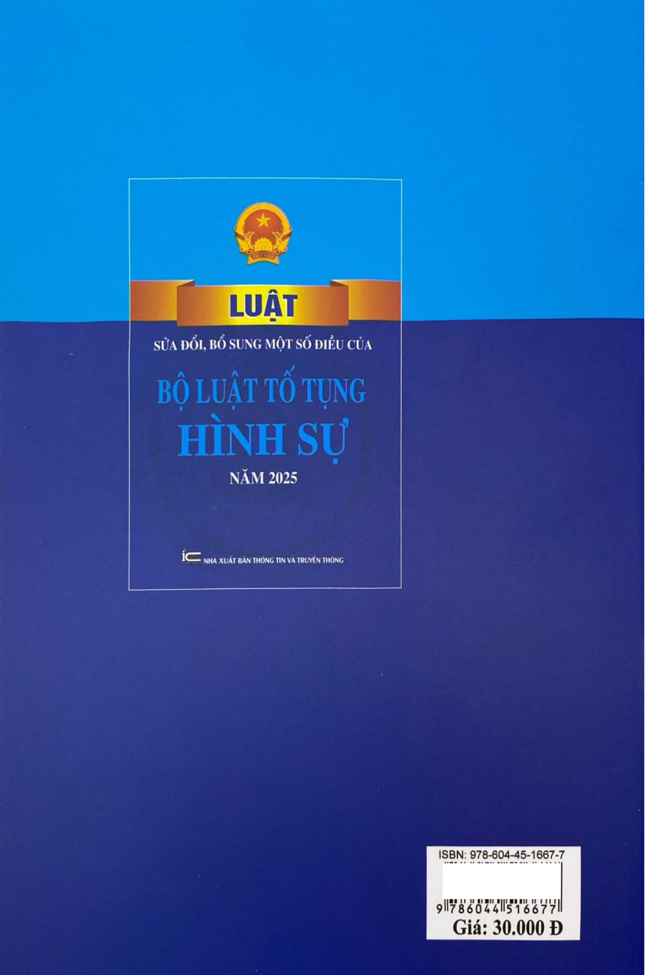Sách - Luật Sửa Đổi, Bổ Sung Một Số Điều Của Bộ Luật Tổ Tụng Hình Sự Năm 2025