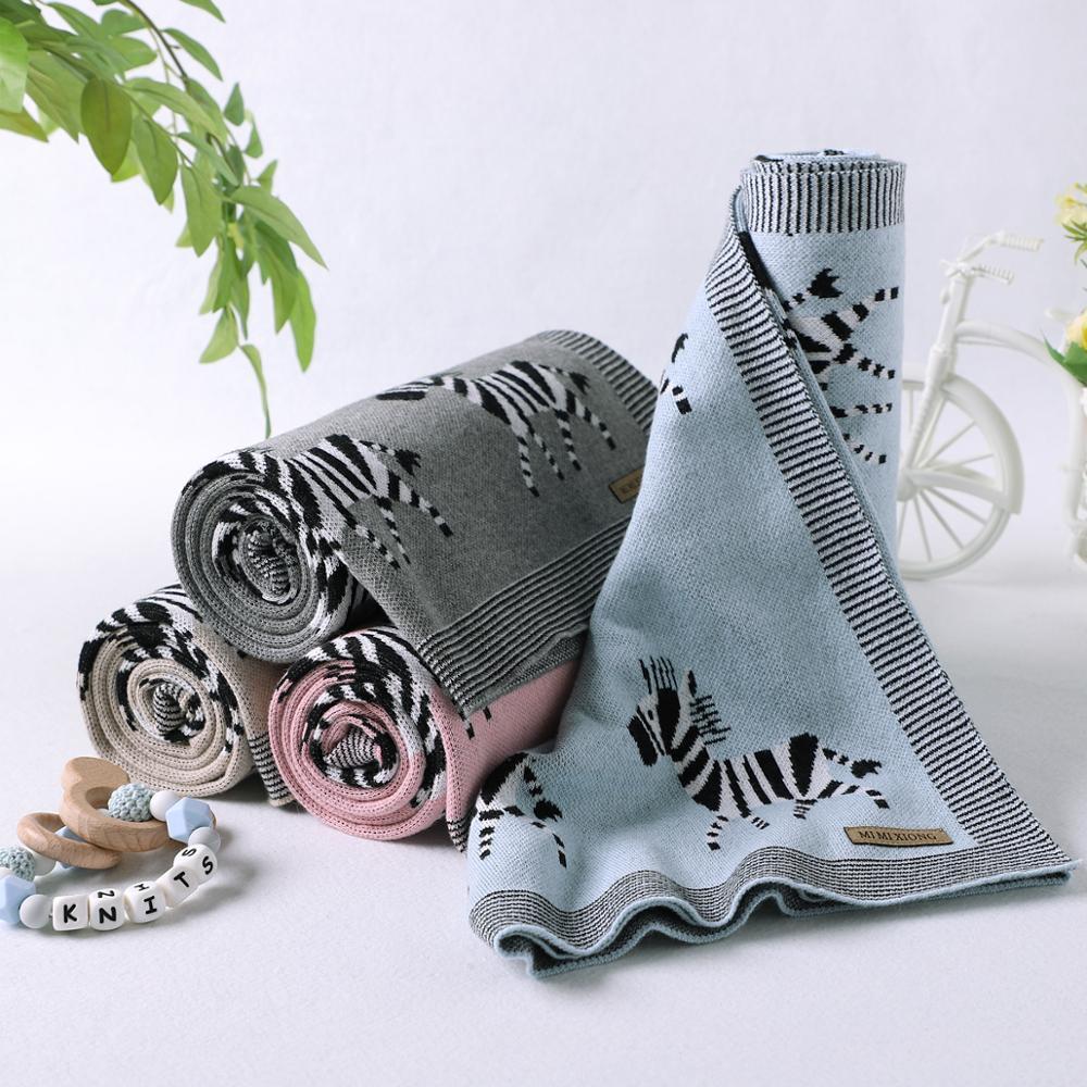 Chăn Cho Bé Sơ Sinh Mềm Đầm Bọc 100*80 Cm Cotton Dệt Kim Trẻ Sơ Sinh Trẻ Em Hoạt Hình Xe Đẩy Giường Mền Trẻ Em phụ Kiện