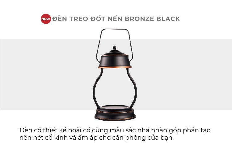 Đèn treo đốt nến Goose Creek - Bronze Black