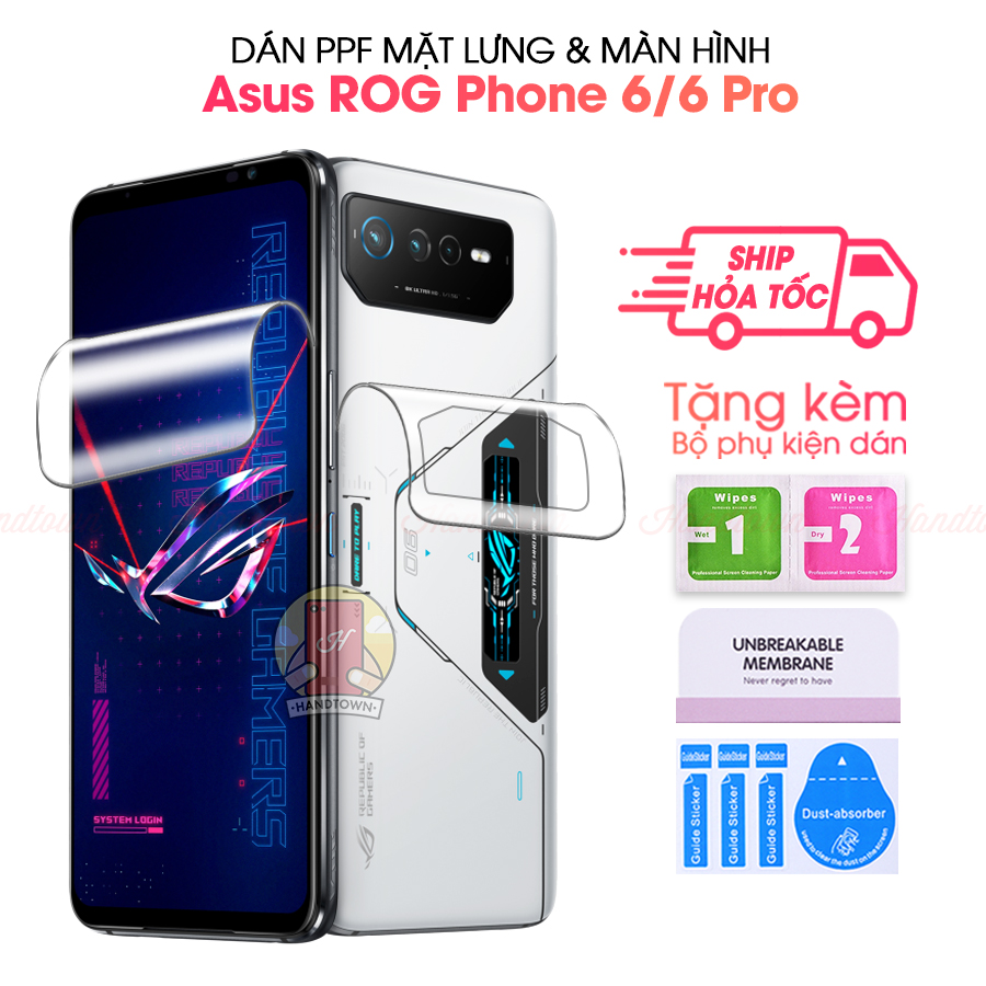 Dán Dẻo PPF Mặt Lưng, Màn Hình Dành Cho Asus ROG Phone 6 / ROG Phone 6 Pro Chống Trầy Xước Kèm Bộ Phụ Kiện Dán - Handtown - Hàng Chính Hãng