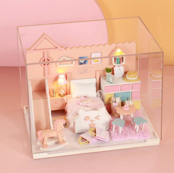 Mô hình nhà DIY Doll House Mia's Cat House Kèm Mica Chống bụi