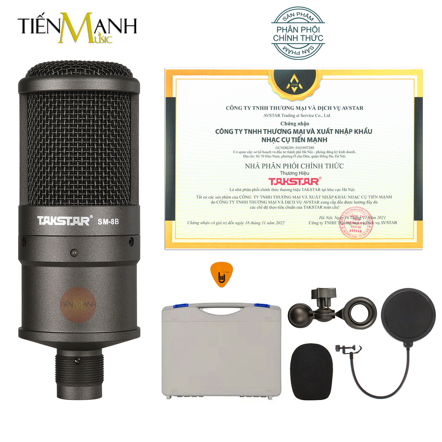 Micro Takstar SM8B Mic Thu Âm Condenser Livestream Phòng Thu Studio Microphone SM-8B Hàng Chính Hãng - Kèm Móng Gẩy DreamMaker