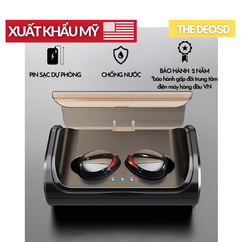 [ XUẤT KHẨU MỸ, NGHE 200H ] - TAI NGHE BLUETOOTH KHÔNG DÂY KIÊM PIN SẠC DỰ PHÒNG 3000MAH- THE DEOSD - TD-D200S - HÀNG CHÍNH HÃNG