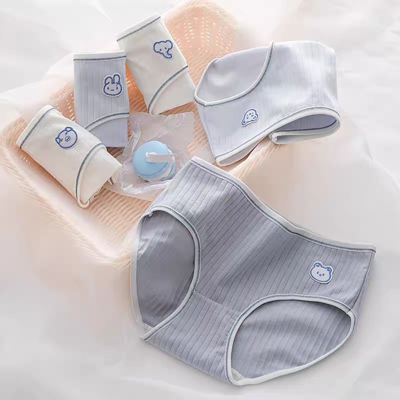 Combo 5 Quần Lót Nữ cotton kẻ sọc - Quần lót họa tiết động vật dễ thương, đáy may kháng khuẩn cao cấp thương hiệu BAW G02