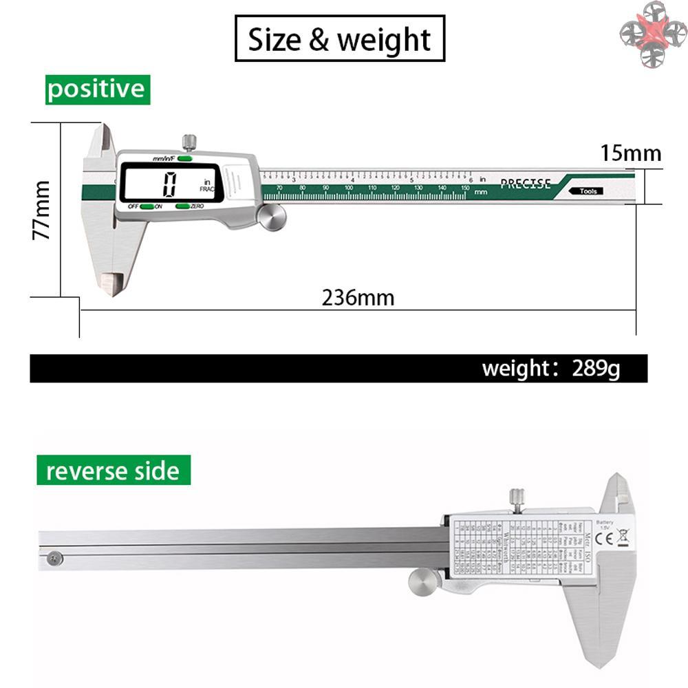 Thước Cặp Điện Tử 0-150mm Có Màn Hình Lcd Chất Liệu Thép Không Gỉ