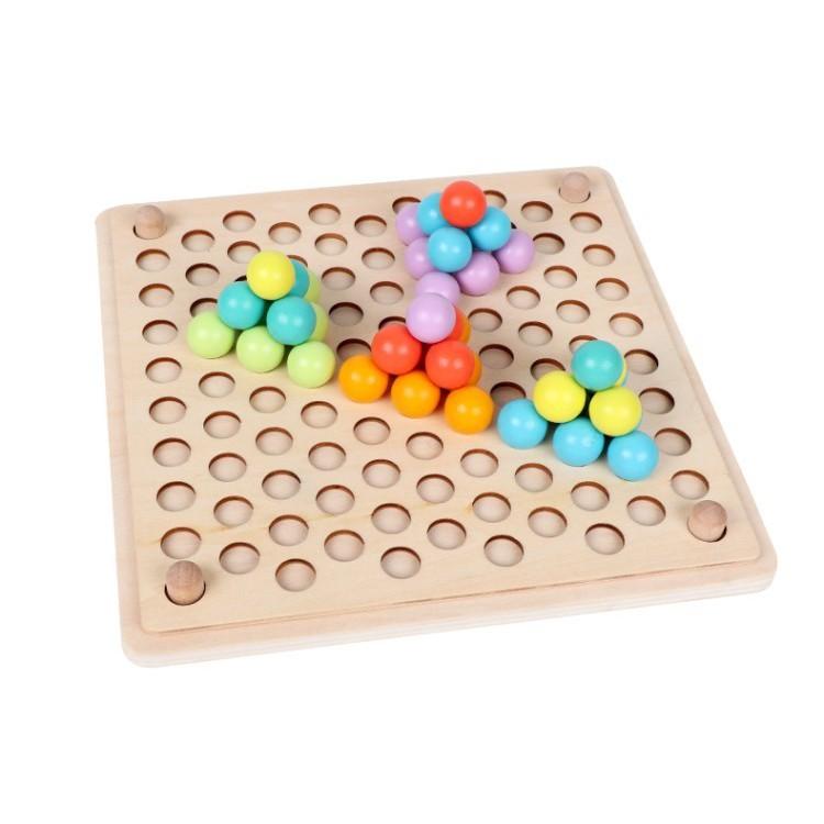 Bộ gắp hạt Gỗ số đếm kèm bát tăng tập trung cho trẻ MONTESSORI