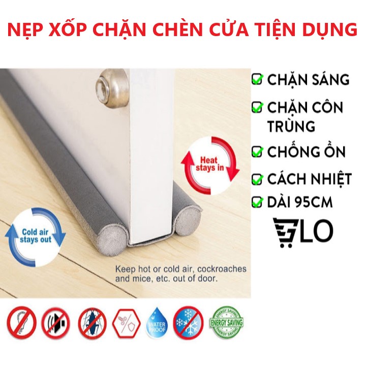 Nẹp xốp chèn cửa 95cm kết hợp vải EPE siêu bền chặn khe cửa ngăn ánh sáng bụi bẩn không khí lạnh côn trùng