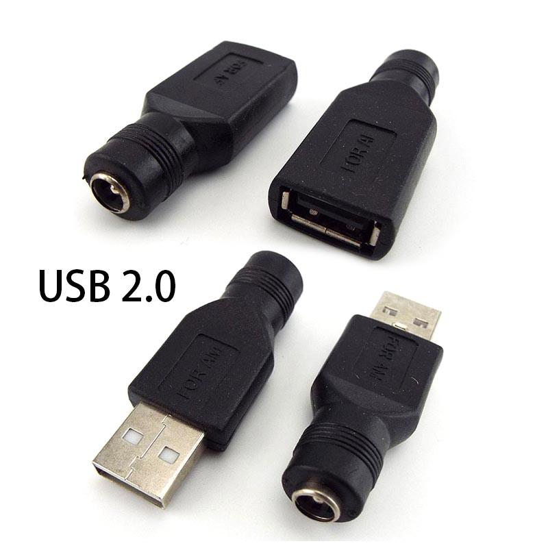 Tự Làm Đầu Kết Nối DC 5.5*2.1Mm Nữ Power Jack USB 2.0 Loại A Nam Cắm Jack Ổ Cắm 5V DC Cắm Adapter Laptop