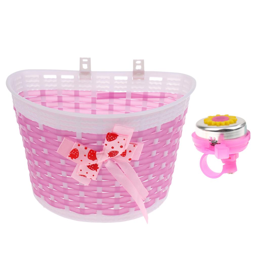 Trẻ Em Bé Gái Xe Đạp Giỏ Phía Trước Xe Đạp Mua Sắm Ổn Định + Chuông Sừng-quốc tế