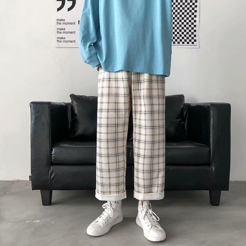 Quần Dài Ống Đứng Sọc Caro Thời Trang Hàn Quốc 2021. Size M-3Xl