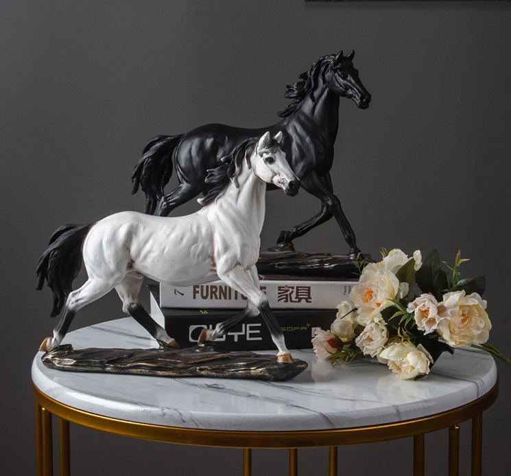 Tượng ngựa trắng xích thố phong thủy mang lại tài lộc, trang trí kệ tủ, quà tân gia