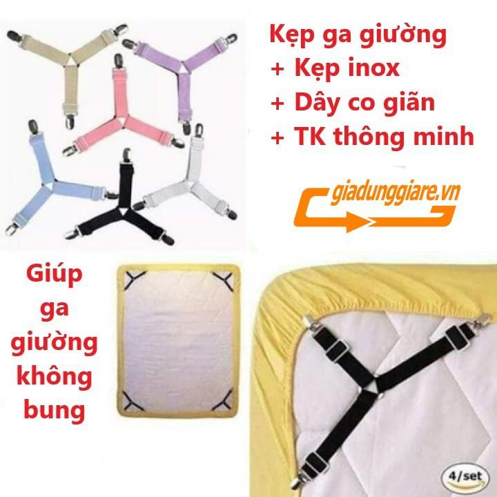 Bộ 4 Chiếc Kẹp Ga Trải Giường Chống Xê Dịch, Cố Định Và Giữ Phẳng Drap Ga Phủ Giường - Hàng Chất Lượng KST