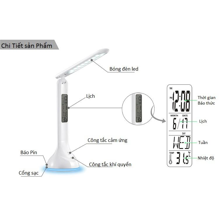 Đèn led để bàn cảm ứng chạm Q2 ( ĐÈN LED, ĐỒNG HỒ, BÁO THỨC, XEM NHIỆT ĐỘ )