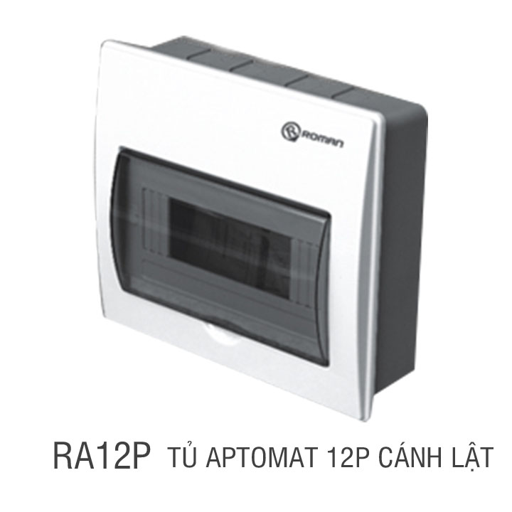 Tủ Aptomat Roman 12P cánh lật RA12P + Nắp bằng nhựa PC trong suốt chống chống xước, khả năng chịu nhiệt tốt + An toàn cho người sử dụng