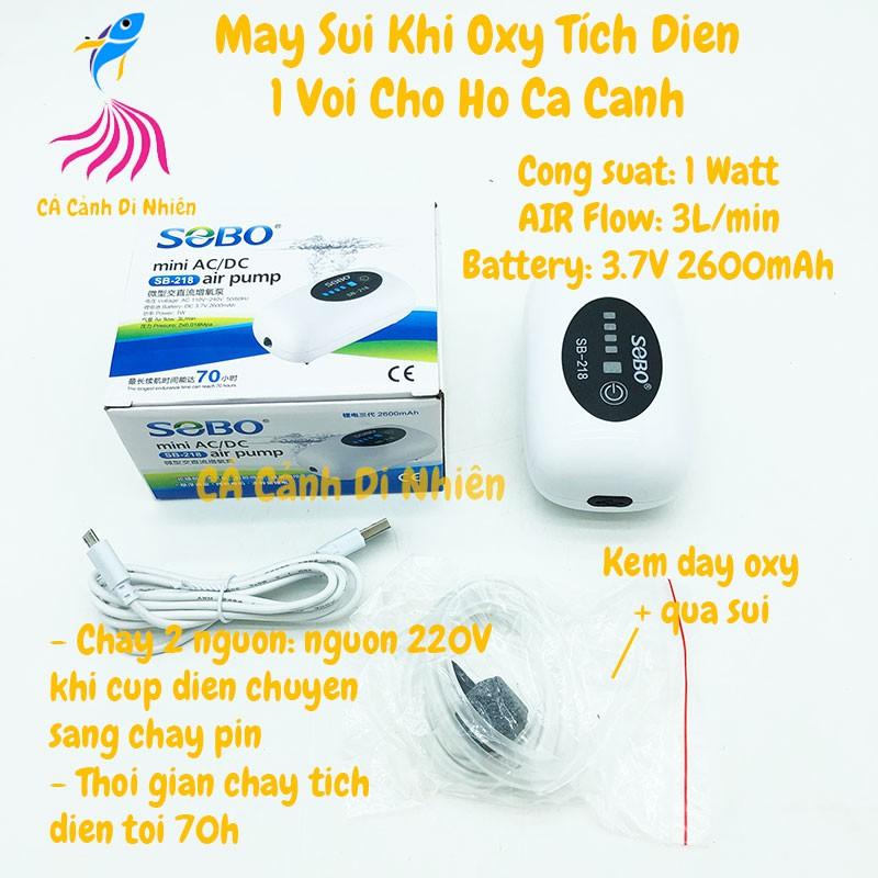 Máy sủi khí oxy Tích ĐIện 1 vòi SOBO SB-218 cho hồ cá cảnh