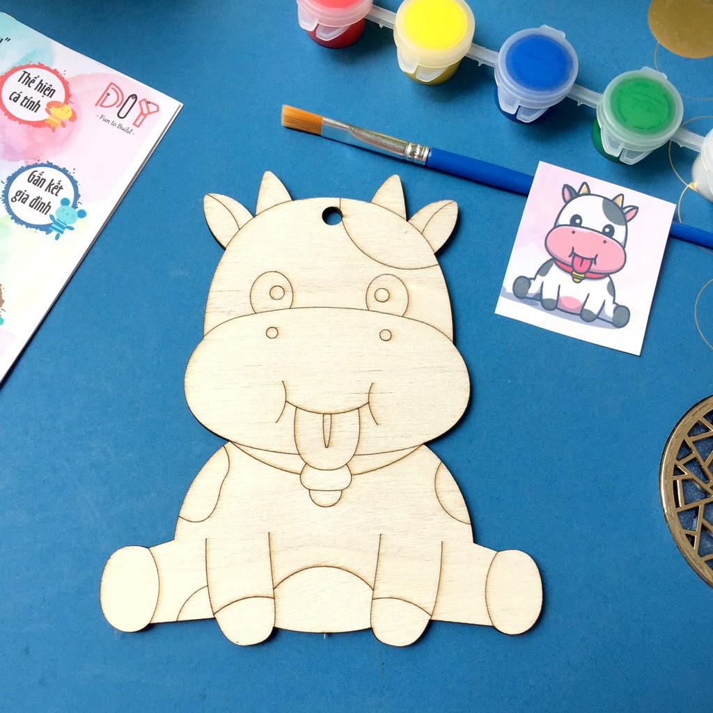 Set Tô Màu Gỗ tặng kèm dây treo chủ đề Động Vật và phương tiện giao thông