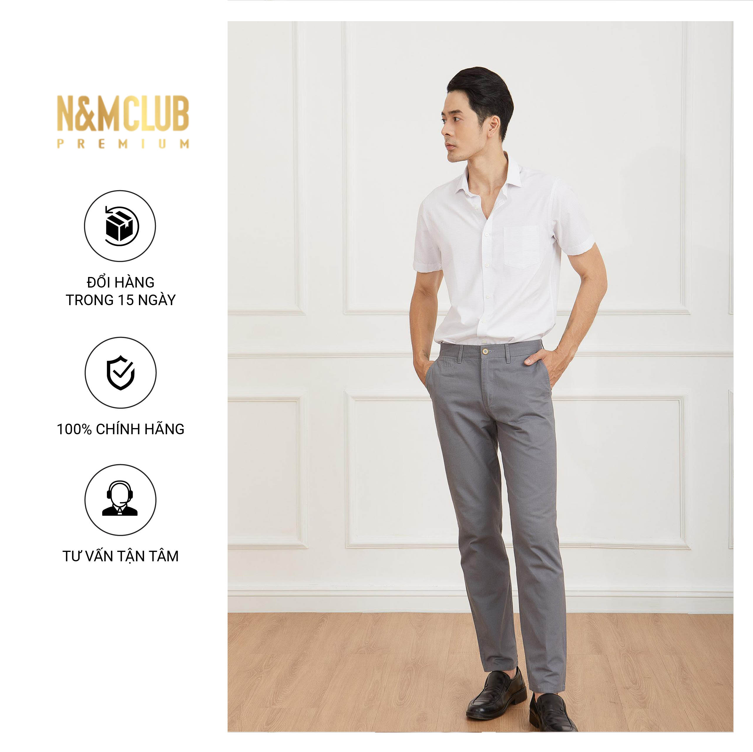 Áo Sơ Mi Nam N&amp;MCLUB Tay Ngắn Caro mã 2104017