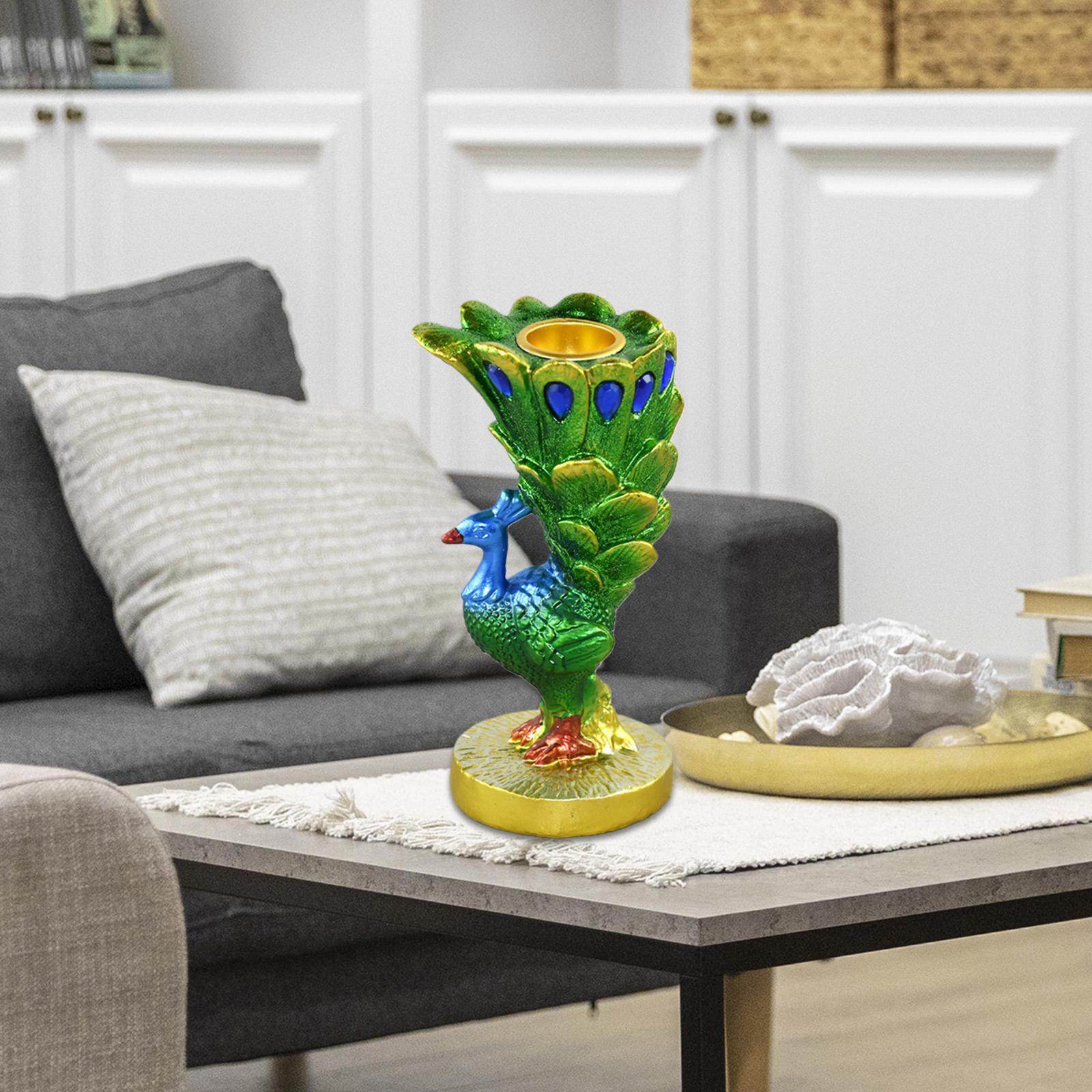 Lifelike Peacock Candle Holder Tealight Holder Miniature Statue for Ornament
