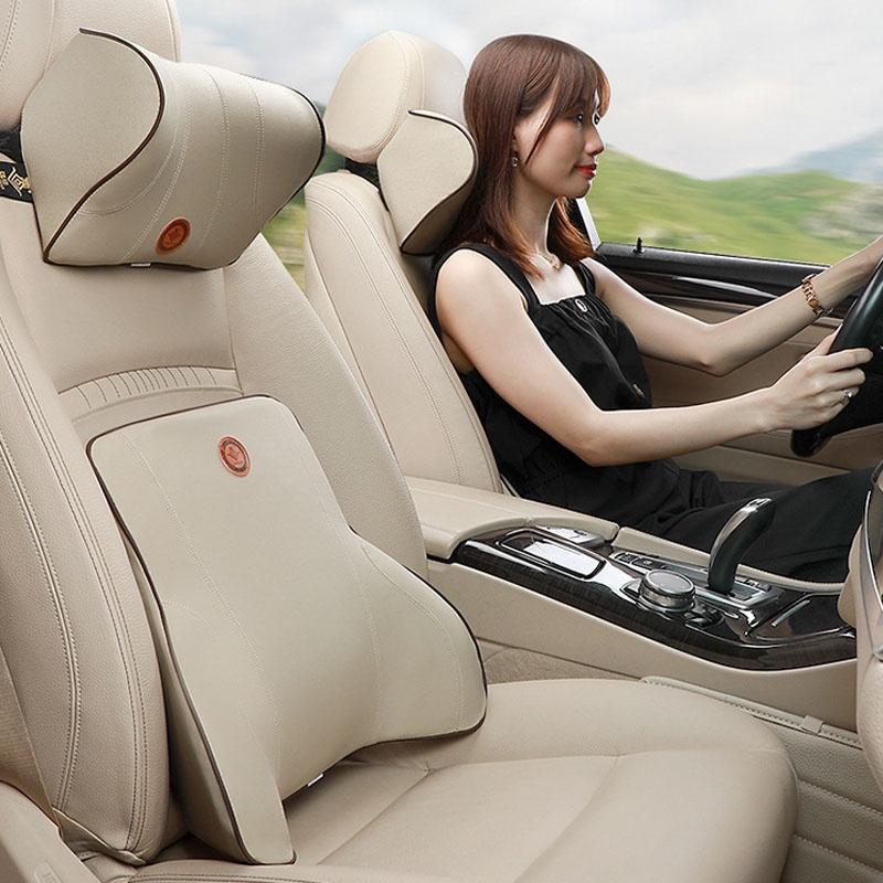 Bộ gối tựa lưng và tựa đầu ô tô cao su non cao cấp, thiết kế sang trọng, màu sắc trang nhã giúp giảm đau mỏi