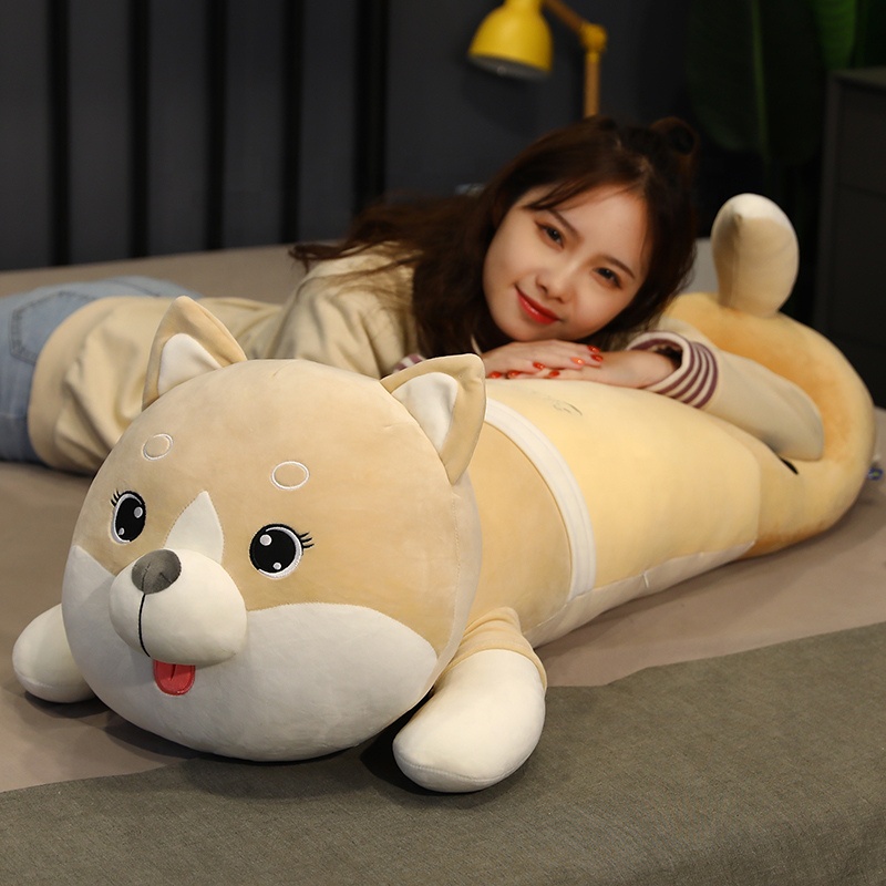 Thú nhồi bông chó shiba bụng trà sữa cute - Size 1m2 - Quà tặng gấu bông bình trân châu đầu chó shiba dễ thương.