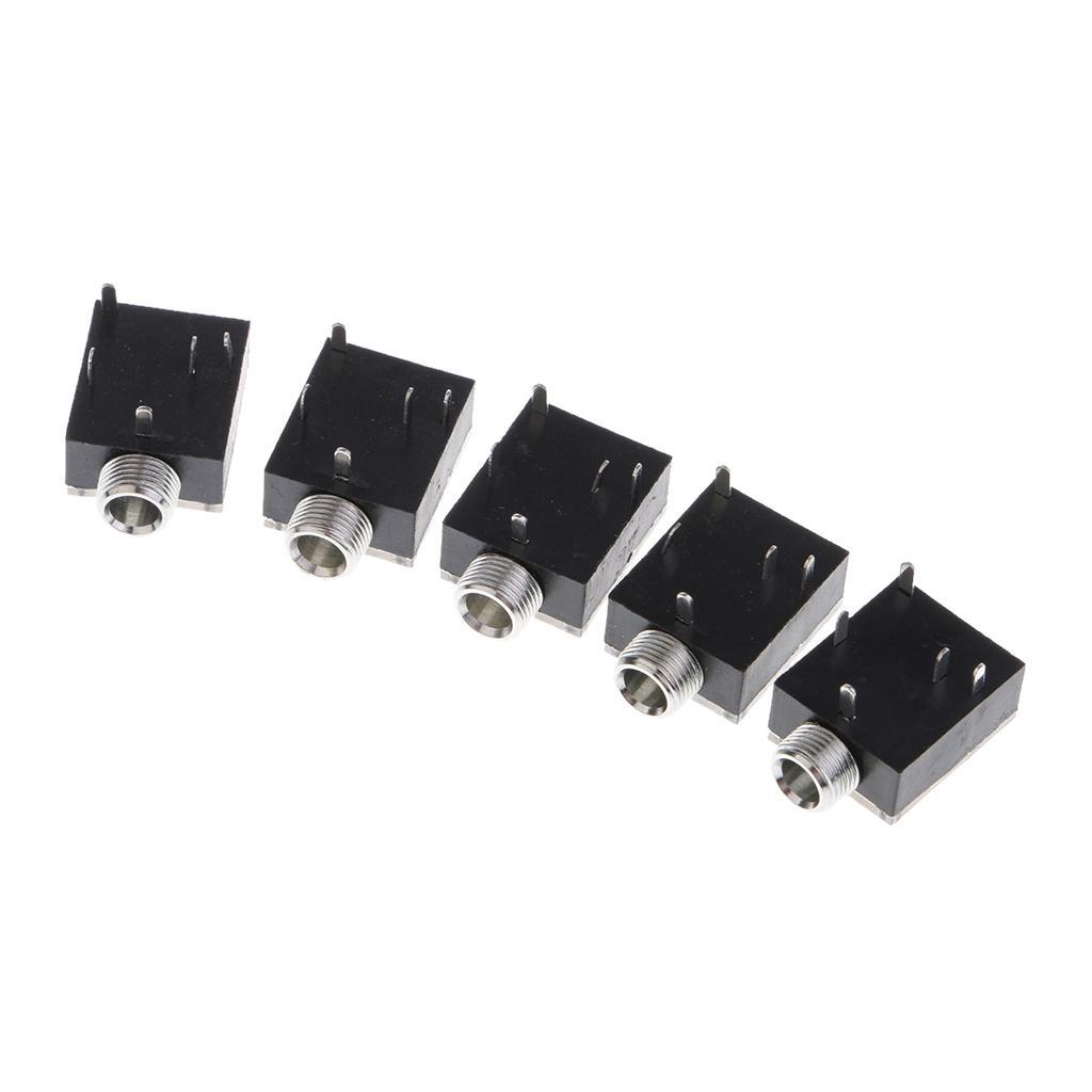 5Pcs/set PCB Mount 5-Pin Stereo 3.5mm Socket Audio Connector Black
