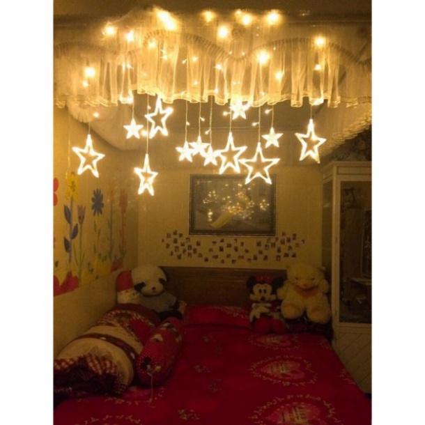 Đèn nháy thả mành hình ngôi sao 12 đèn trang trí siêu đẹp |