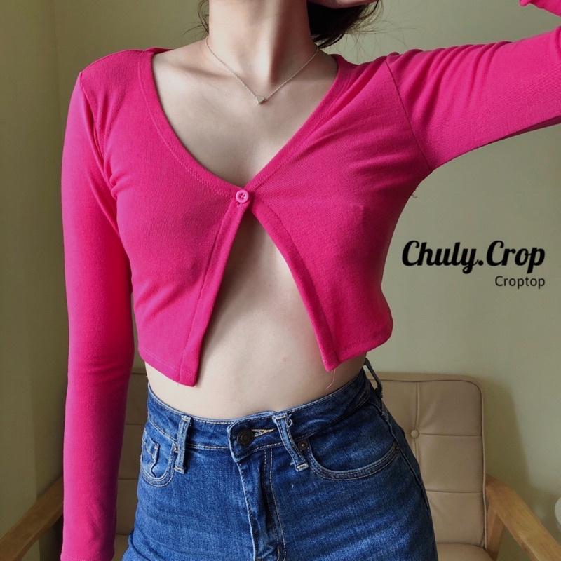 áo Croptop tay dài ôm body cực sexy - Hình thật 100