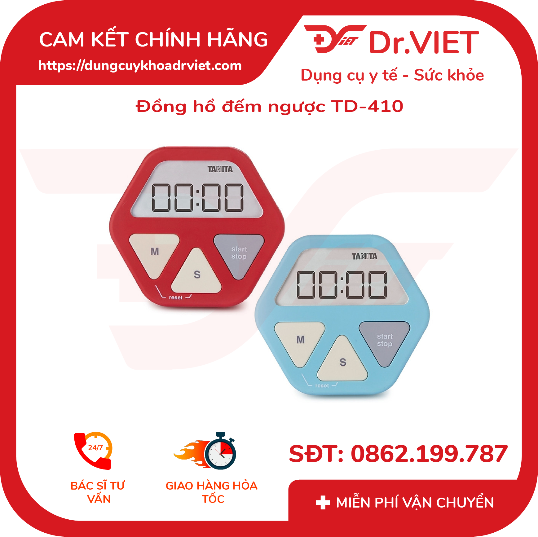 Đồng hồ đếm ngược TD-410 (dùng trong nấu ăn, học tập, tính thời gian trong salon tóc hay các cuộc thi) Lucass - Dr Viet