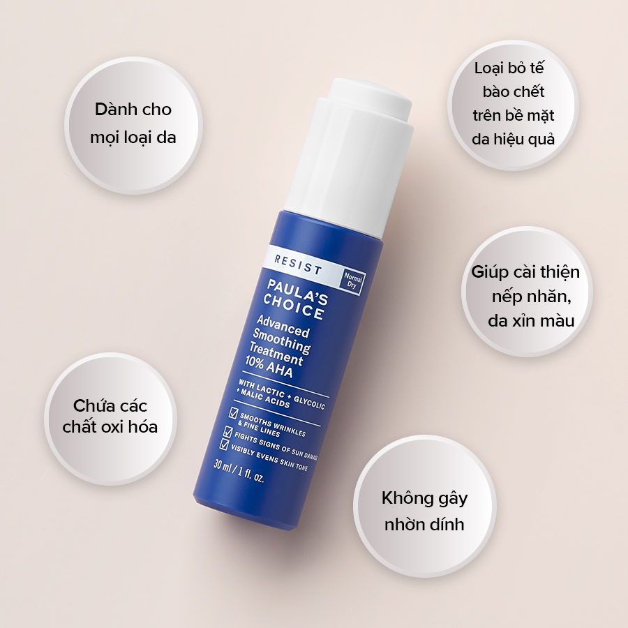 Tinh chất làm sáng, đều màu da 10% AHA Paula's Choice resist advanced smoothing 30ml TẶNG hộp mặt nạ Sexylook