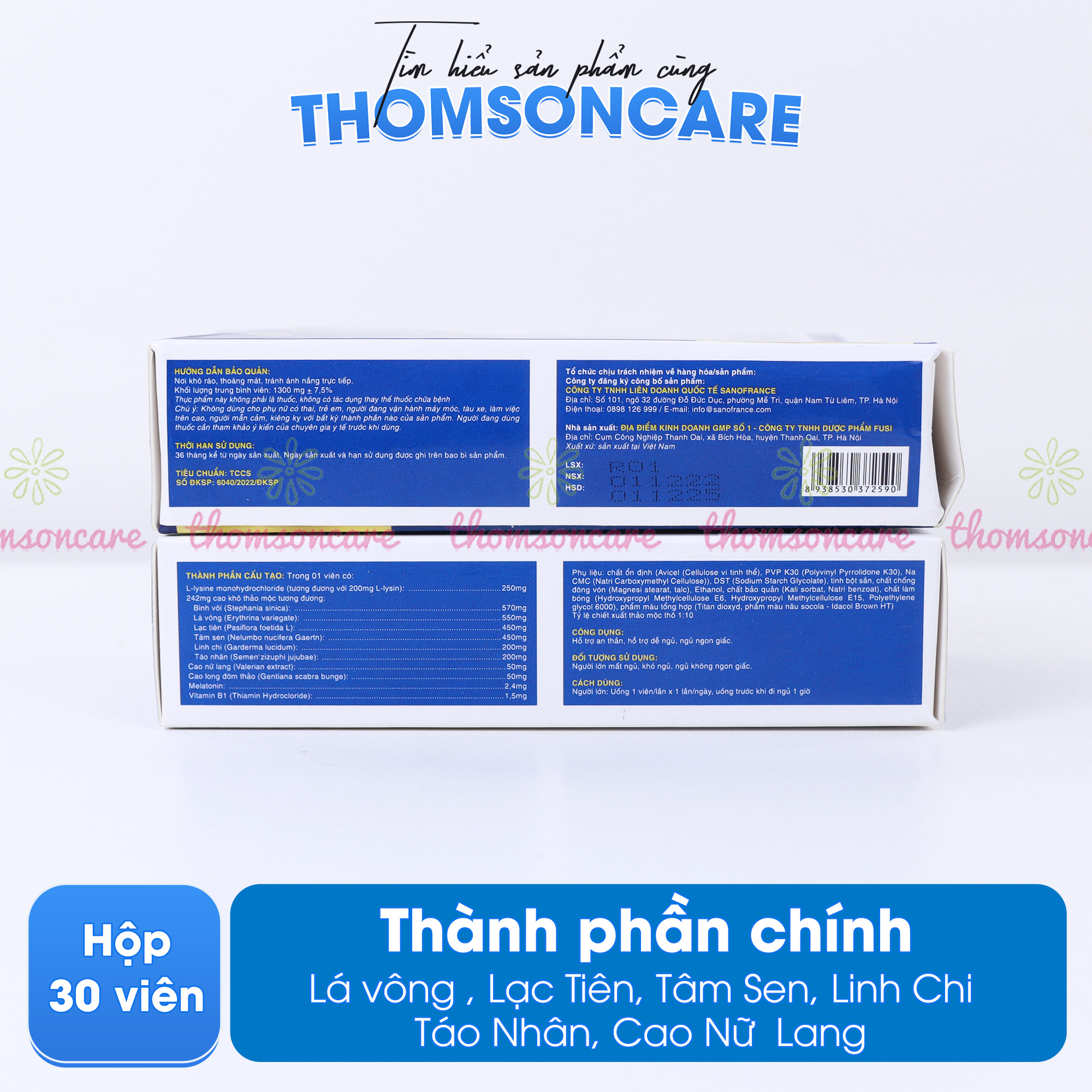 Viên uống giúp ngủ ngon Sanofia Happy Plus an thần, ngủ ngon giấc Hộp 30 viên điều hòa giấc ngủ