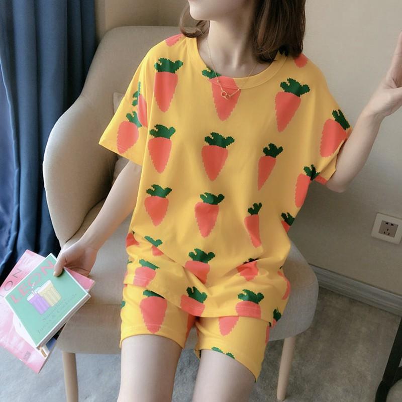 Bộ Đồ Ngủ Áo Tay Ngắn + Quần Short Xinh Xắn Cho Nữ
