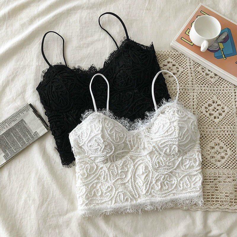 Áo hai dây ren sợi bún sexy đệm mỏng cao cấp Bra nữ có mút ngực cute hàn quốc HIJUNE CT12