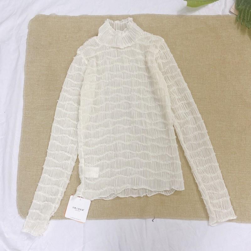 Áo voan bèo dài tay cổ lọ chất đẹp
