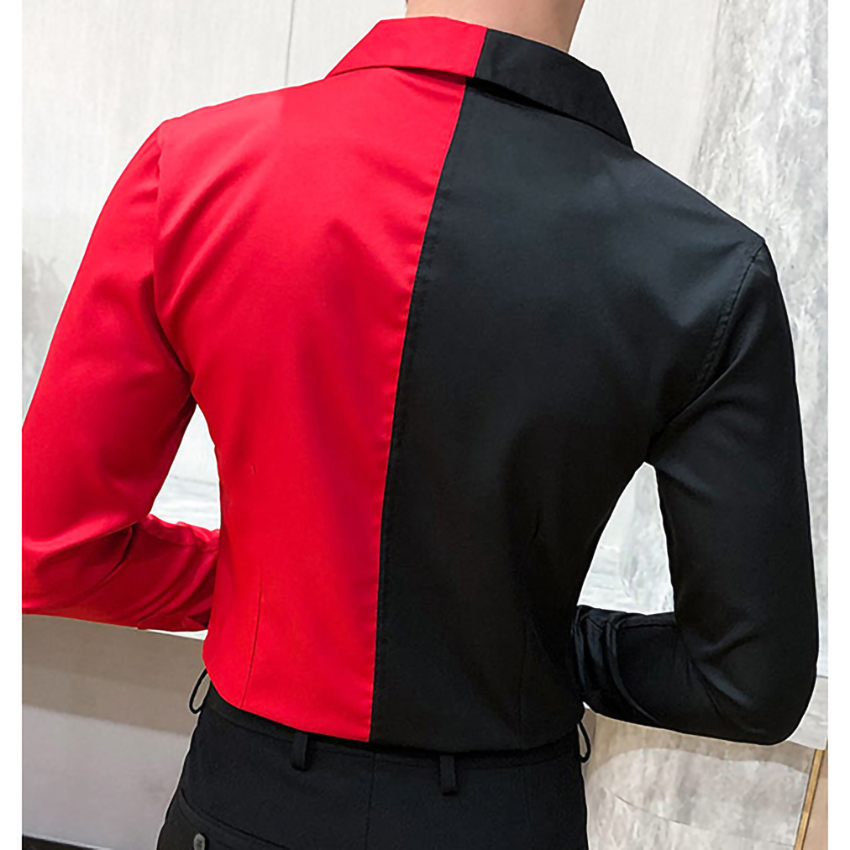 Áo sơ mi nam, áo sơ mi dài tay phối 2 màu độc lạ thiết kế kiểu cổ vest sang trọng lịch lãm H21