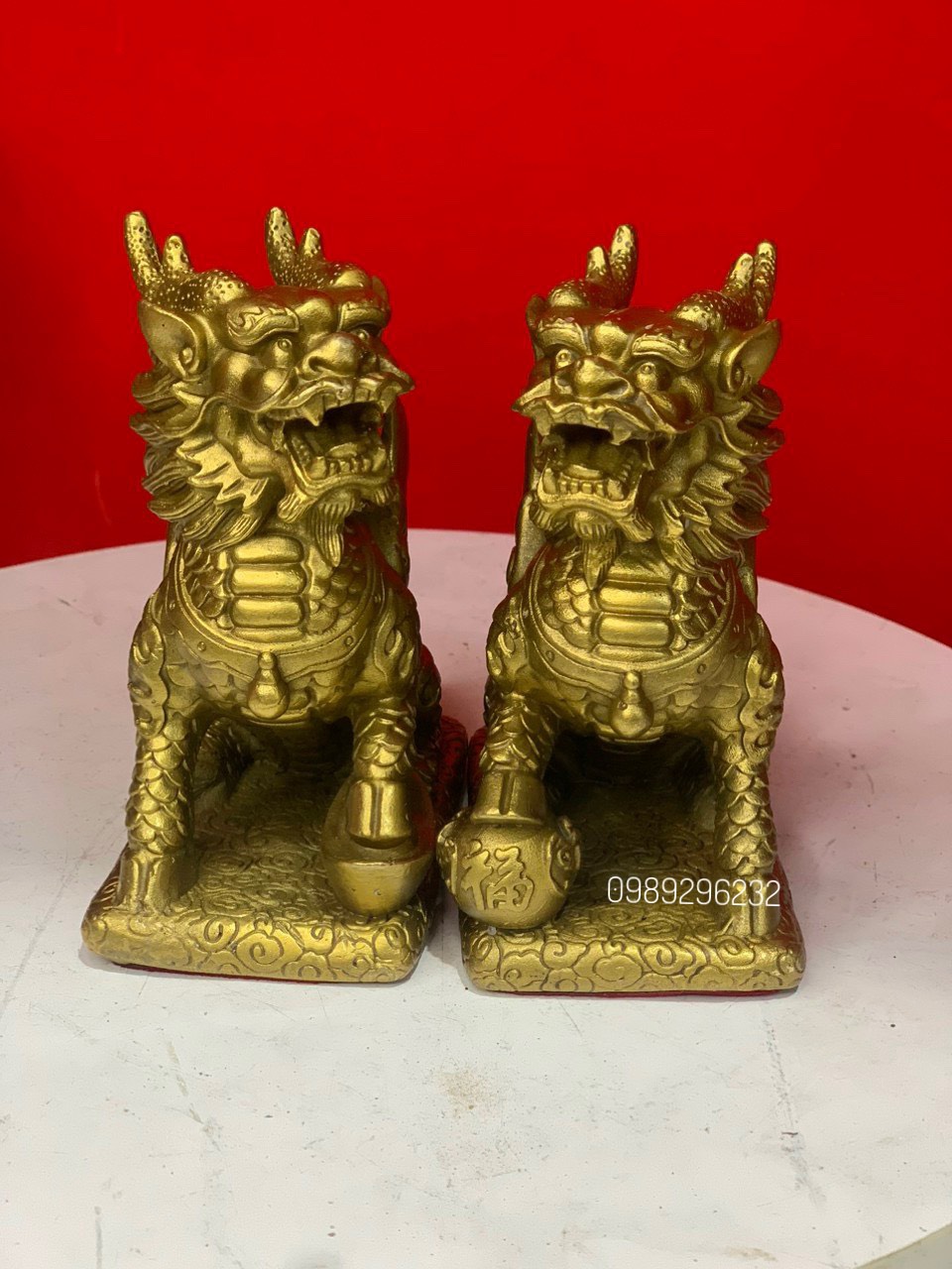 Đôi Kỳ Lân phong thuỷ bằng đồng vàng
