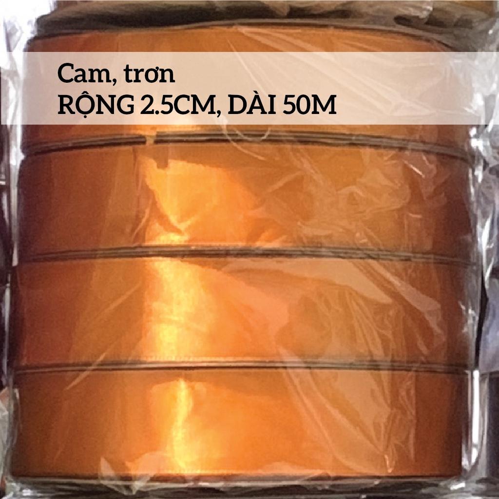 Ruy băng lụa trơn 50m nhiều màu - Cam