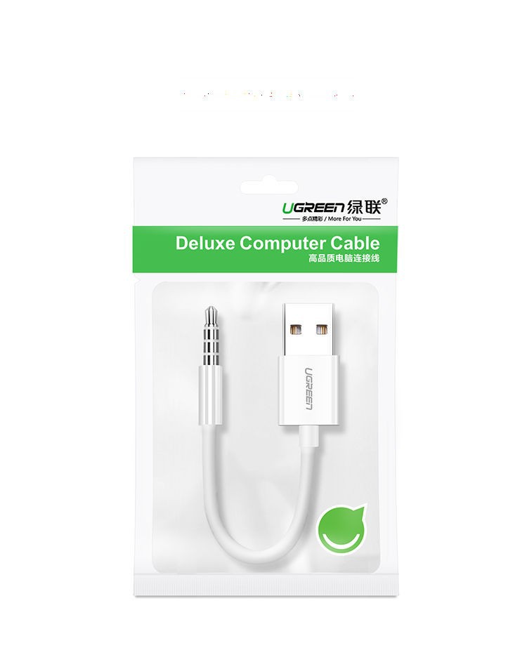 Cáp  USB- A Sang Jack  3.5mm Plug Audio Data Cable( Dài 10cm) Tặng Củ Sạc- Chính Hãng Ugreen