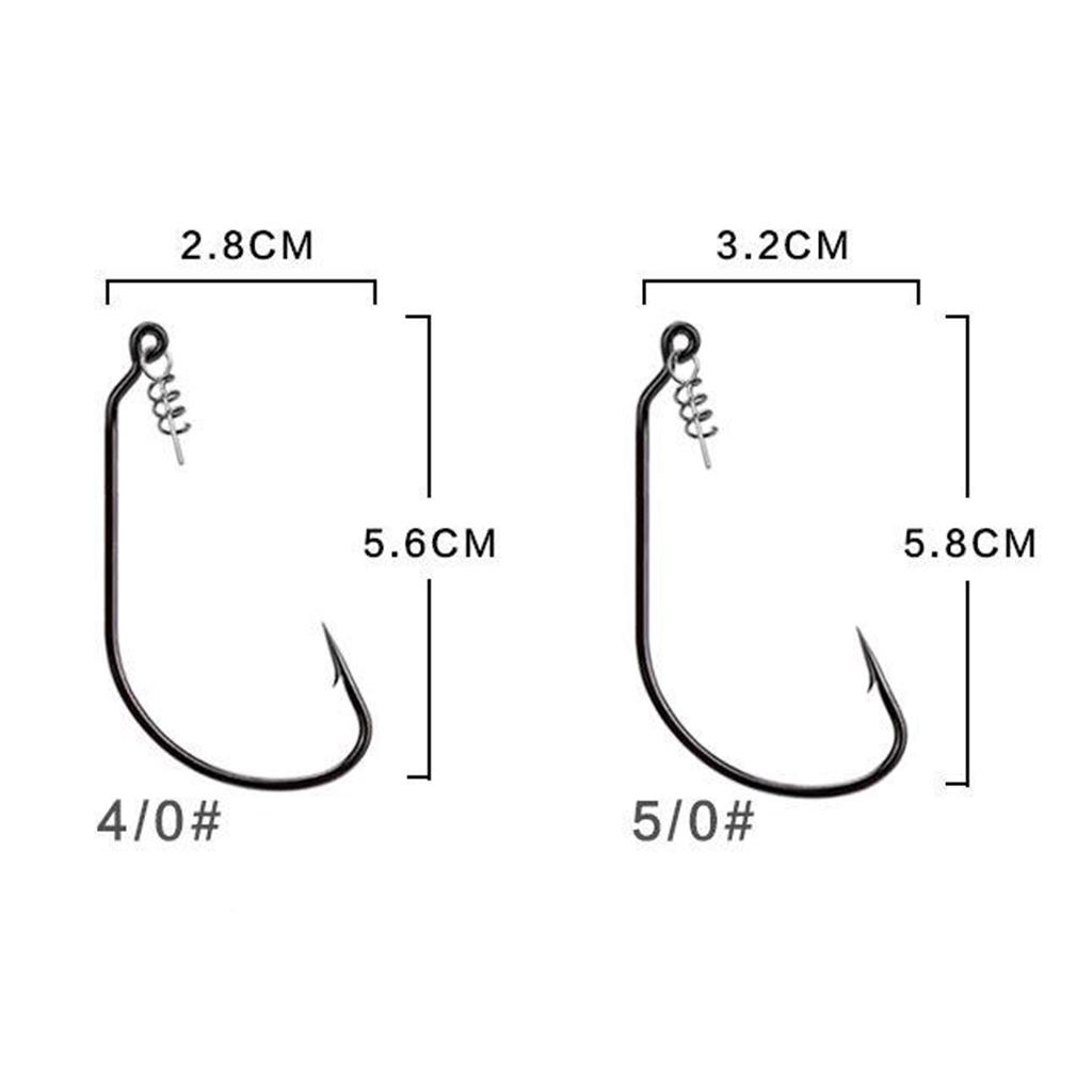 50Pcs Worm Hooks with Box Black Nickel High Carbon Steel Bait Jig Hooks Set