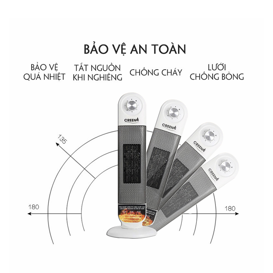 Máy Sưởi Cây NSB-220A1 Quạt Sưởi Để Sàn - Công Nghệ Sưởi Gốm PTC - Làm Nóng Nhanh - Chế Độ Quay Tỏa Nhiệt Đều - Có Video