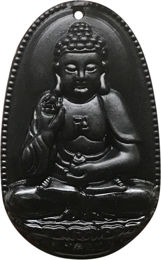 Mặt Dây Chuyền Phật A Di Đà Đá Obsidian Ngọc Quý Gemstones PADDON 